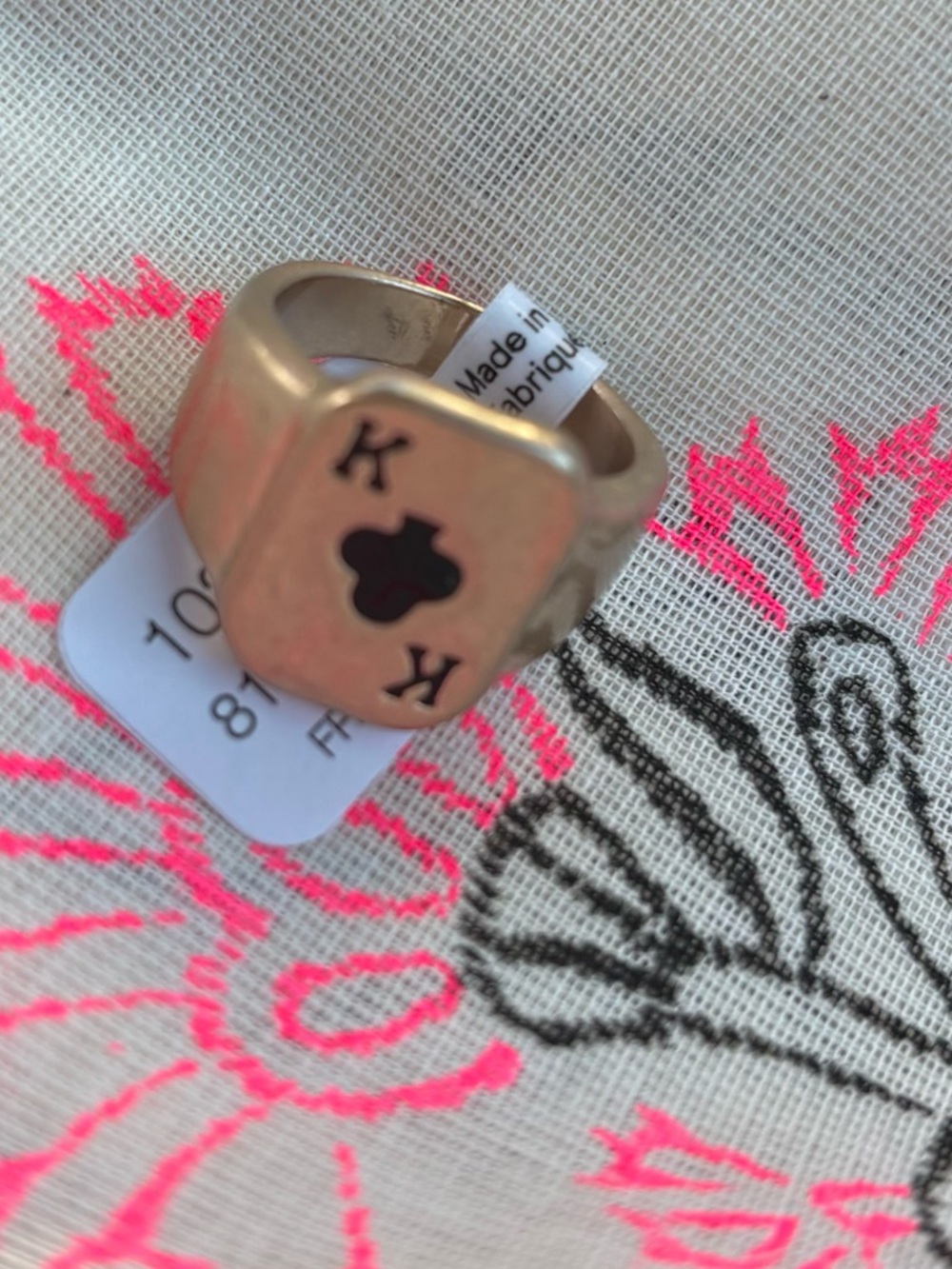 Free People Men's King of Clubs Signet Ring - gold plated sz 7 - Picture 4 of 5